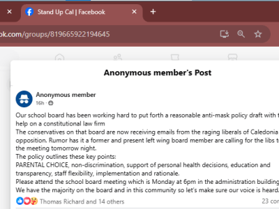 A social-media post raises ethical questions for the Caledonia school&nbsp;board