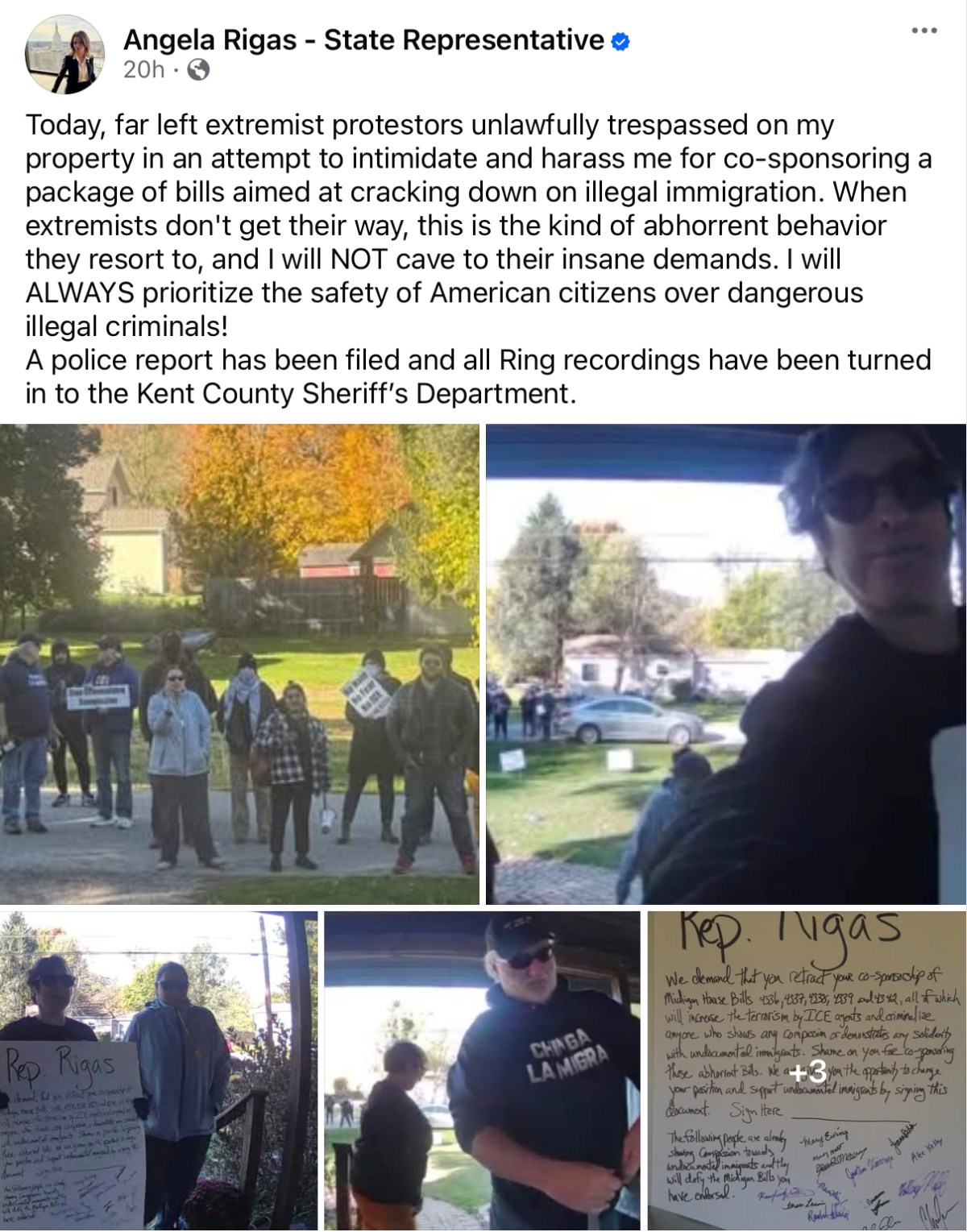 What Angela Rigas said about the protestors at her&nbsp;house