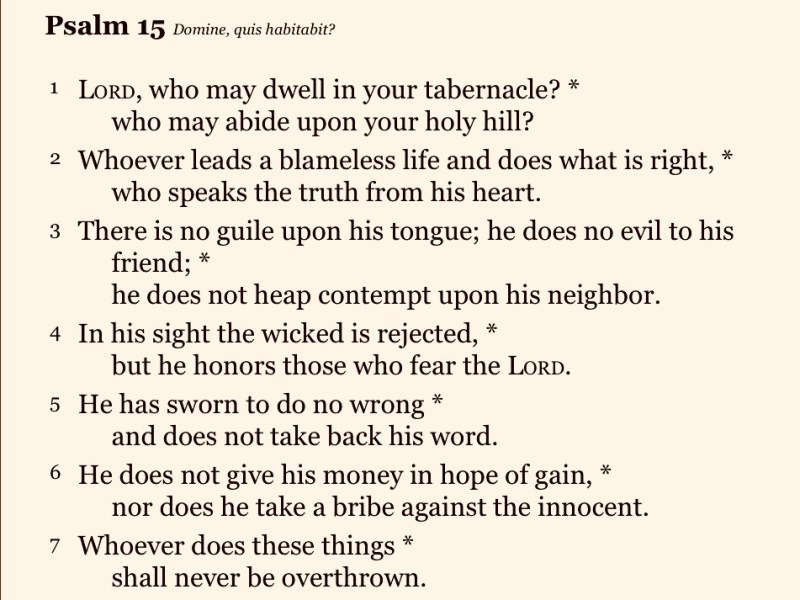 Reading Psalm 15 on July 3,&nbsp;2026