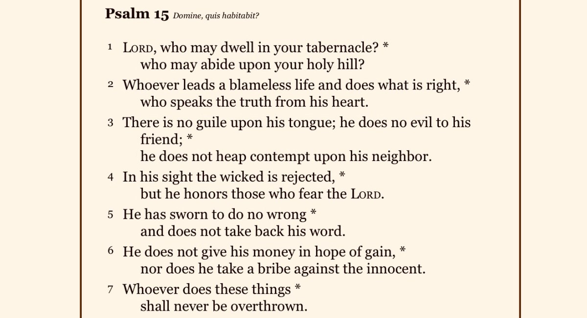 READING PSALM 15 ON JULY&nbsp;3